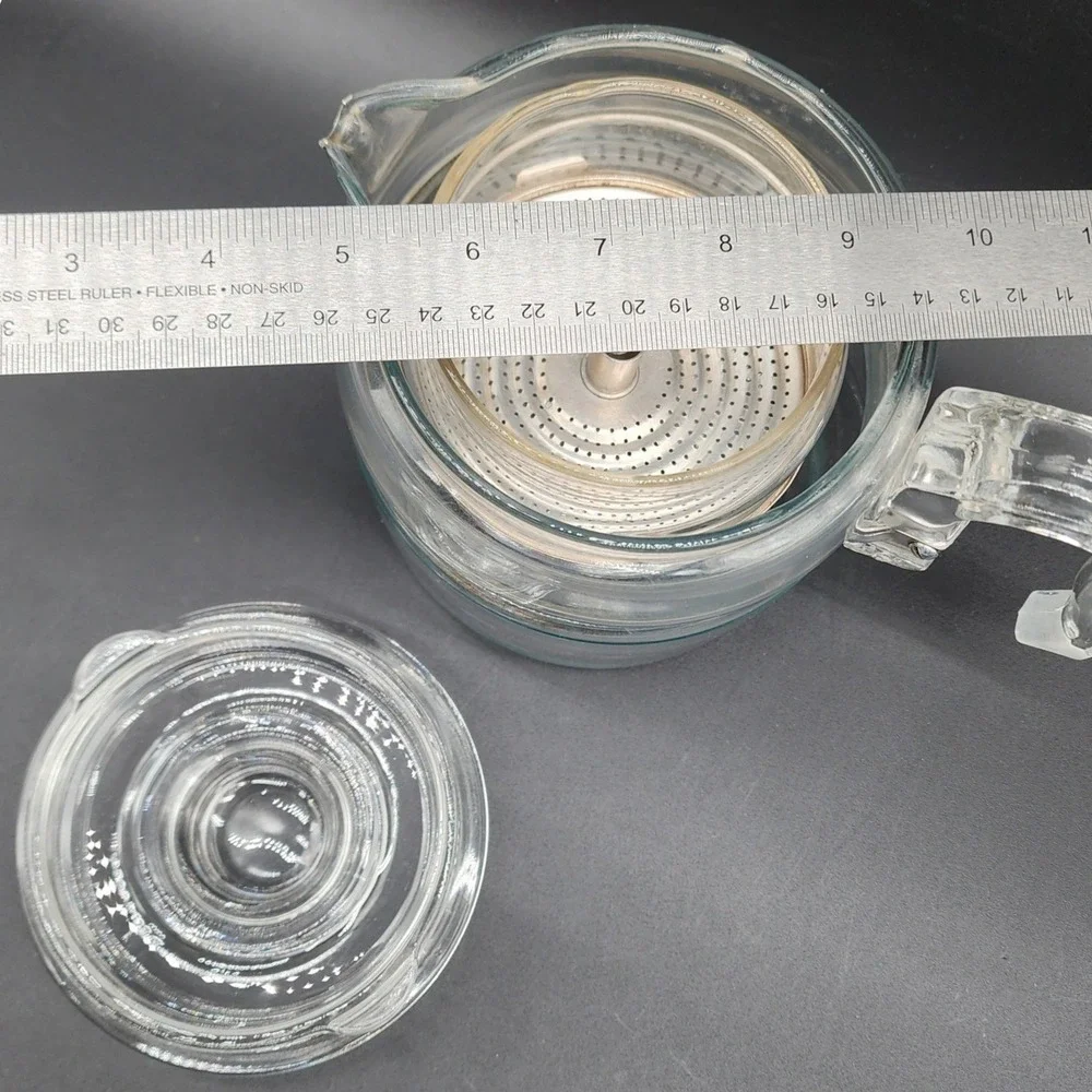 Pyrex 4 Cup Clear Glass Percolator 7754 Vintage MCM Stovetop Coffee Pot Complete